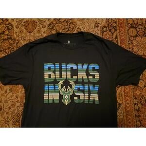 Authentic Milwaukee Bucks In Six 6 T Shirt Mens Size M Black 2021 Champs